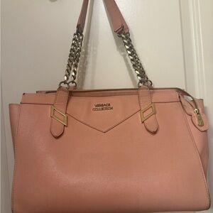 Versace Collection Blush Pink Shoulder Bag with Gold Accents